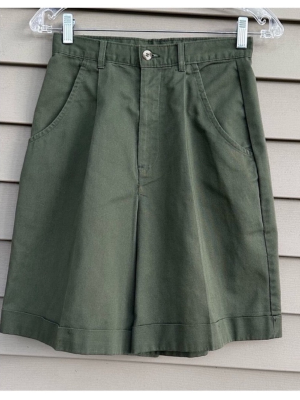 Vintage high waist trousers shorts army green chic size 8